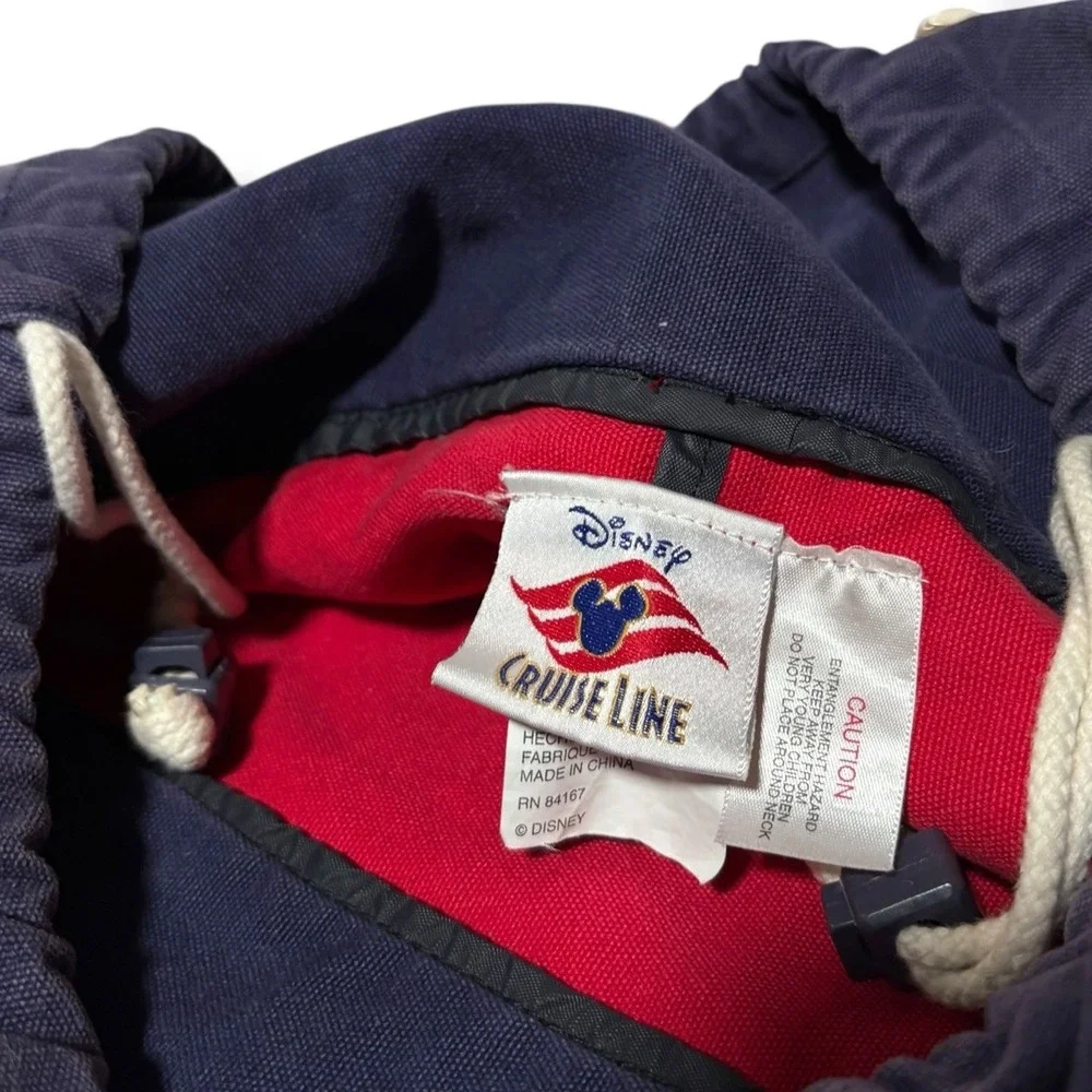 Disney Cruise‎ Line Backpack Duffle Bag Red White Blue Canvas Approx 15.5x26.10